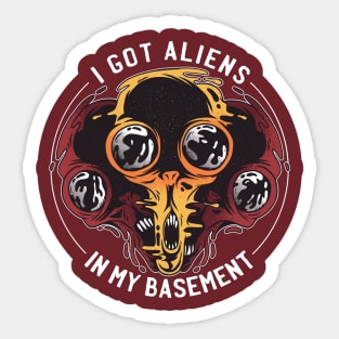 Aliens in the Basement Sticker